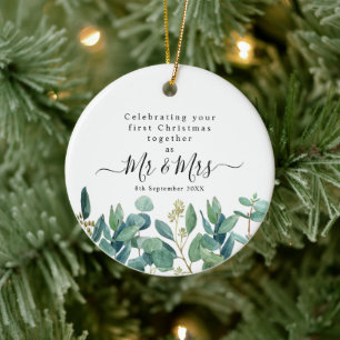 Mr och Mrs First-jul Julgransprydnad Keramik