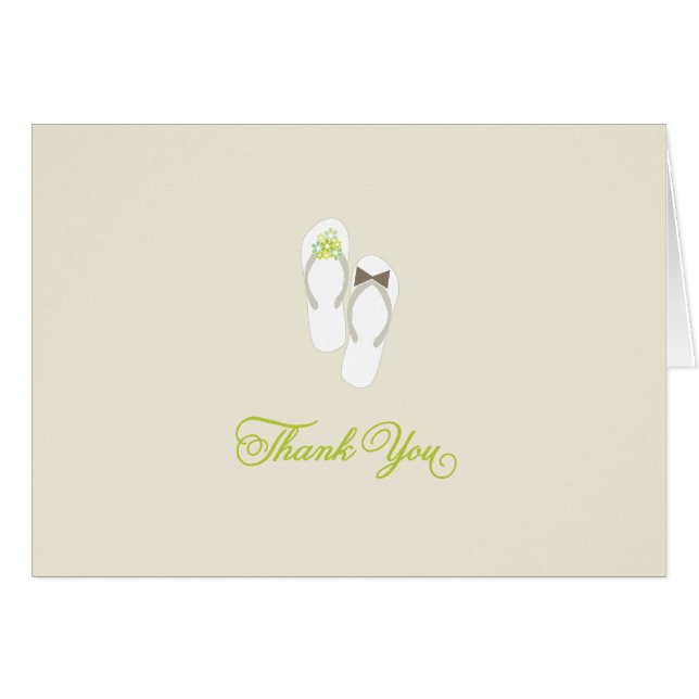 Mr och Mrs Flinflip flops Grönt Daisys Beach Weddi OBS Kort (Framsidan Horizontal)