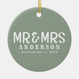Mr och Mrs. Första julen-dekorationen Julgransprydnad Keramik