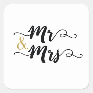 Mr. Och Mrs. - Fyrkantig fästpunkt Fyrkantigt Klistermärke