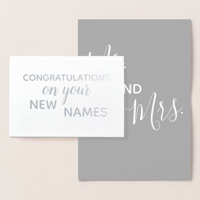 Mr och Mrs Grattiss Elegant Brushstroke Folierat Kort (Display)
