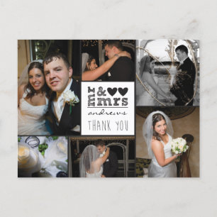Mr och Mrs Hearts Tack Photo Card Vykort