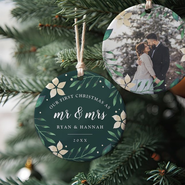 Mr. Och Mrs. | Julfoto, första marmorerad Julgransprydnad Keramik (Skapare uppladdad)