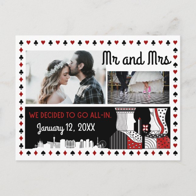 Mr och Mrs Las Vegas Elopement Announcement Meddelande Vykort (Framsida)