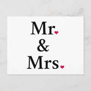 Mr. och mrs med två röda hjärtan vykort