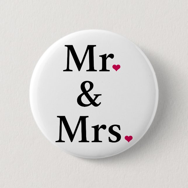 mr. och mrs. med två röda hjärtor knapp (Framsida)