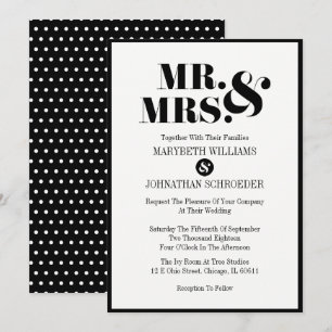 Mr och Mrs Modern Bold Wedding-inbjudningskort Inbjudningar