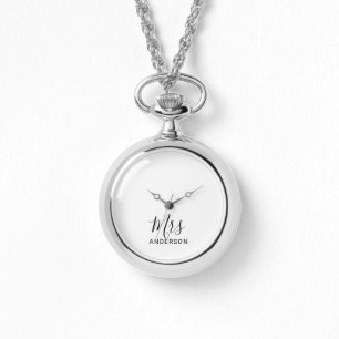 Mr och Mrs. Modern skript Bröllop Armbandsur