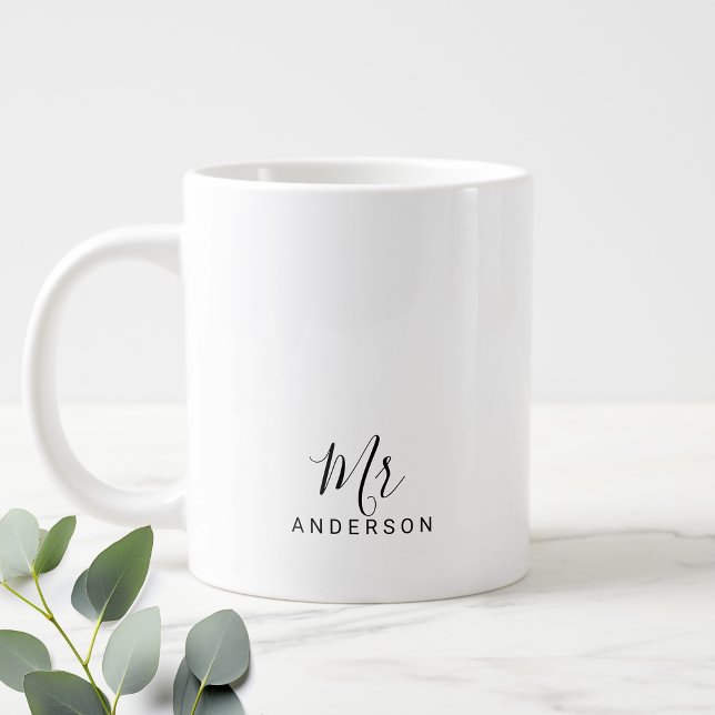 Mr och Mrs. | Modern skriptPersonlig Jumbo Mugg (Skapare uppladdad)
