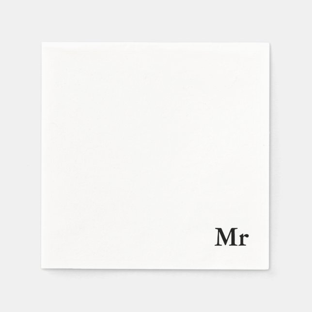 Mr och Mrs. | modernt matchande par för elegant Pappersservett (Framsidan)
