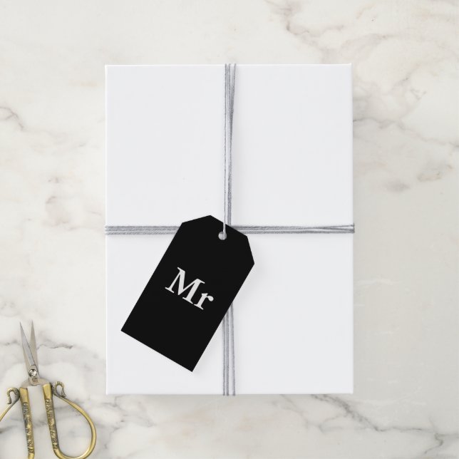 Mr och Mrs. | modernt matchande par för elegant Presentetikett (Med Snöre)