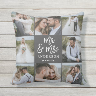 Mr och Mrs Multifoto bröllop familjegåva Kudde