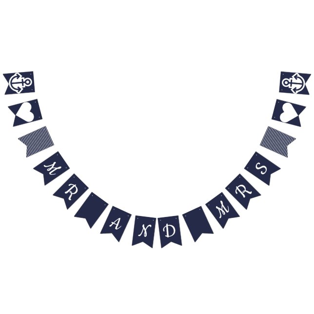 Mr och Mrs Nautical Bunting Vimplar (Alla)