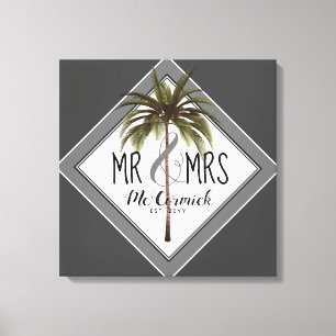 Mr och Mrs Newlyweds Beach Wedding Personlig Canvastryck
