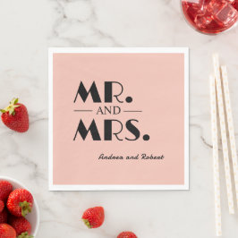 Mr och Mrs Personlig Cocktail Napkins Pappersservett