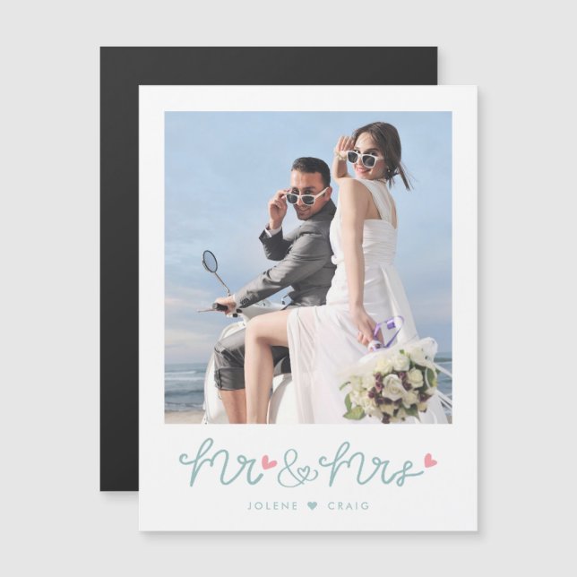 Mr och Mrs Photo Bröllop Tack (Fram/baksida)