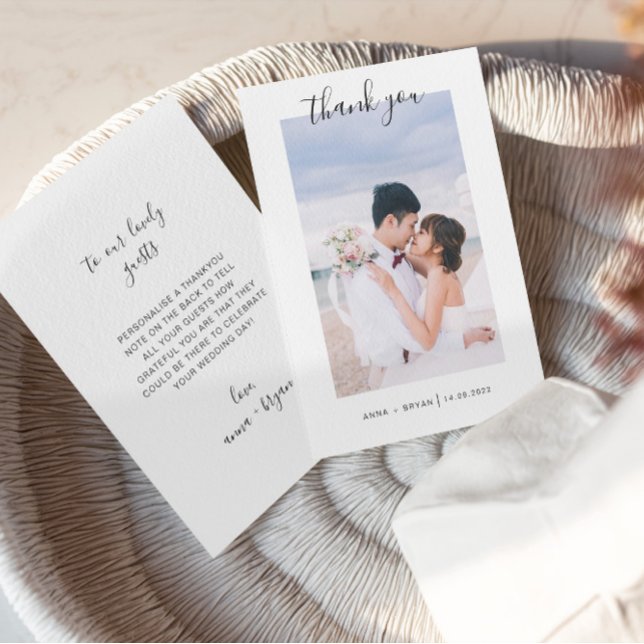 Mr. och Mrs. Photo Bröllop Tack Foil Card (thank you invitation, wedding card photo, wedding photo, photo collage, personalized photo)