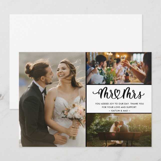 Mr och Mrs Photo Bröllop Tack Kort (Fram/baksida)