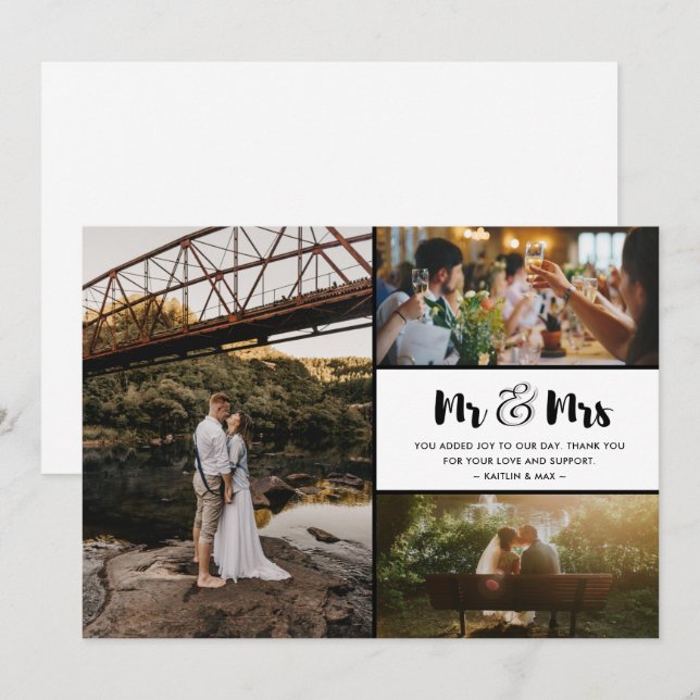 Mr och Mrs Photo Bröllop Tack Kort (Fram/baksida)