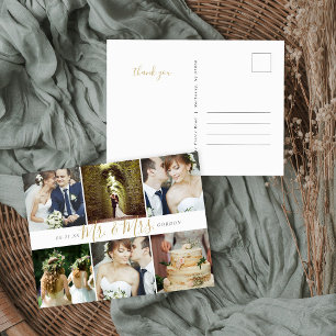 Mr. och Mrs. Photo Collage Bröllop Tack Vykort