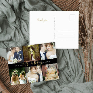 Mr. och Mrs. Photo Collage Bröllop Tack Vykort