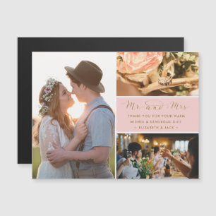 Mr. och Mrs. Photo Collage Rosa Bröllop Tack