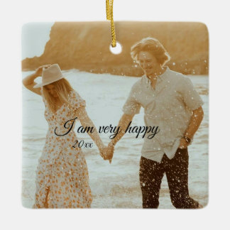 Mr och Mrs Photo, vår första jul Julgransprydnad Keramik