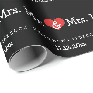 Mr och Mrs Red Heart Bröllop Presentpapper