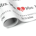 Mr och Mrs Red Heart Bröllop Presentpapper<br><div class="desc">Mr. och Mrs Red Heart Bröllop.. skör papper.. perfekt för de nygifta.. mister och missar personlig som slår in papper rulle för bröllop / årsdag från Ricaso</div>
