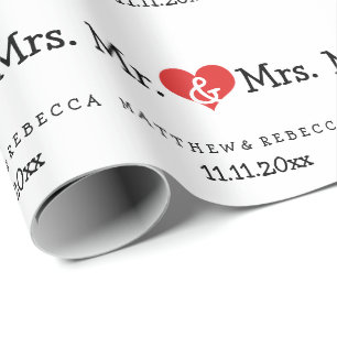 Mr och Mrs Red Heart Bröllop Presentpapper