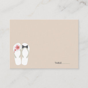 Mr och Mrs Rosa Hibiscus Flinflip flops Beach Wedd Placeringskort