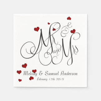 Mr och Mrs. | Ruby Heart Confetti Napkins Pappersservett
