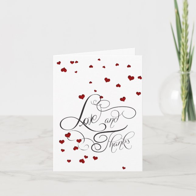 Mr och Mrs. | Ruby Heart Confetti Tack Kort (Framsida)