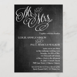 Mr och Mrs Rulla Chalkboard Inbjudan