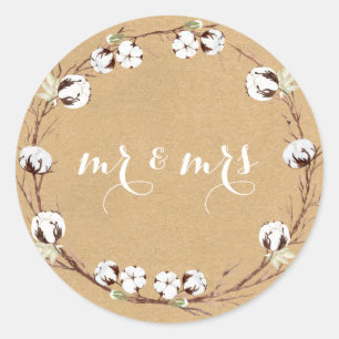 Mr. och Mrs. Rustic Envele Seals Runt Klistermärke