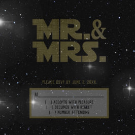 Mr. och Mrs. Sci Fi Black Guld Bröllop OSA Kort