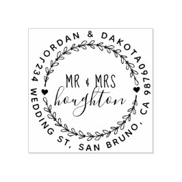 Mr och Mrs. Script Bröllop WAN Returadress Stämpel
