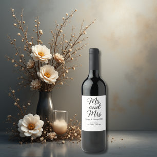 Mr och Mrs. script - Elegant Charm Vinflaska Etikett