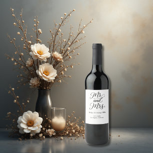 Mr och Mrs. script - Elegant Charm Vinflaska Etikett