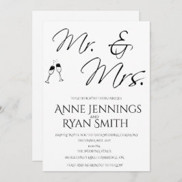 Mr och Mrs. simpel bröllopsinbjudan. Inbjudningar
