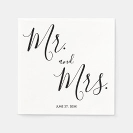 Mr och Mrs Simple Script Bröllop Napkins Pappersservett