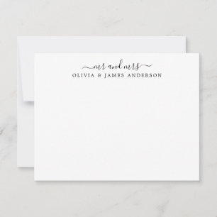Mr och Mrs Snyggt Script Calligraphy Newlyweds Anteckningskort
