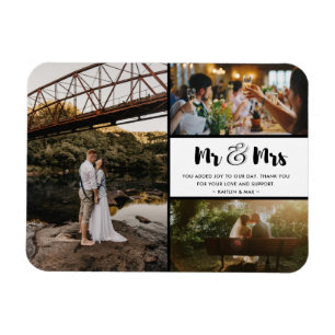 Mr och Mrs Tack Photo Collage Black and White Magnet