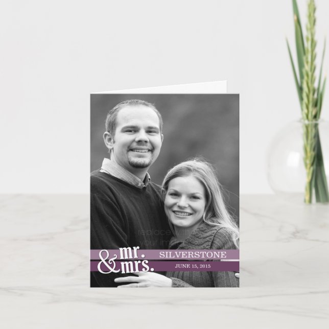 Mr och Mrs. Tack You Card - Lila (Framsida)