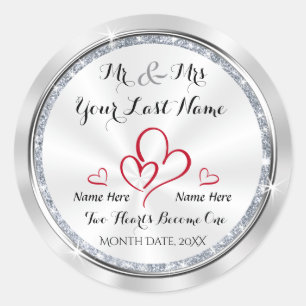 Mr. och Mrs. Wedding Stickers Personlig Runt Klistermärke