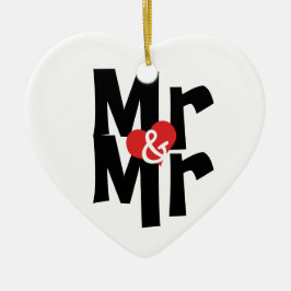 Mr och Personlig Bold Font Gay Bröllop Julgransprydnad Keramik
