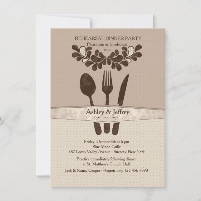Mr och Utensils Dinner Party Invitation Inbjudningar (Framsida)