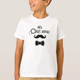 Mr. ONE-derful mustasch och flug 1-års födelsedag T Shirt