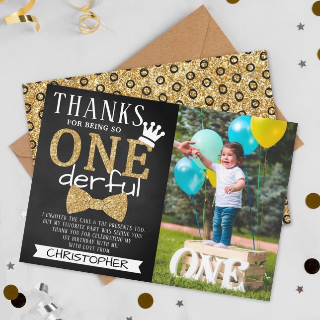 Mr ONEderful 1st Birthday Photo Tack Kort (Skapare uppladdad)
