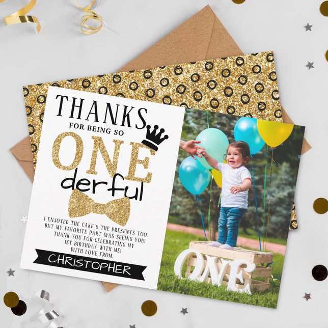 Mr ONEderful 1st Birthday Photo Tack Kort (Skapare uppladdad)